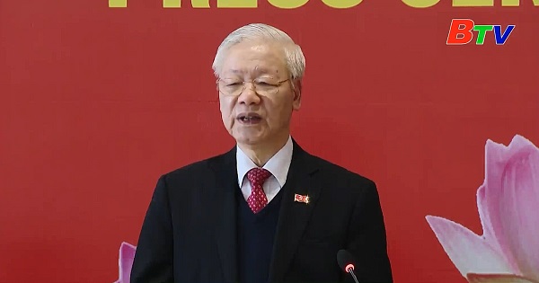 Tổng Bí thư, Chủ tịch nước Nguyễn Phú Trọng tham dự họp báo sau bế mạc Đại hội Đảng lần thứ XIII