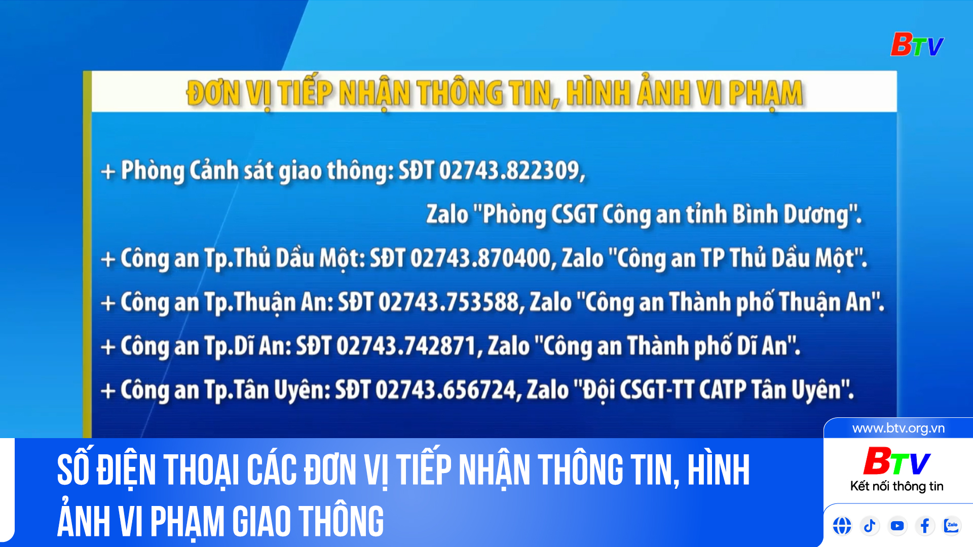 Số điện thoại các đơn vị tiếp nhận thông tin, hình ảnh vi phạm giao thông