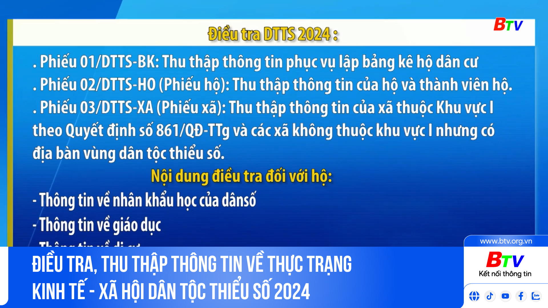 Điều tra, thu thập thông tin về thực trạng kinh tế - xã hội dân tộc thiểu số 2024