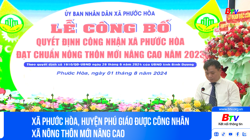 Xã Phước Hòa, huyện Phú Giáo được công nhân xã nông thôn mới nâng cao