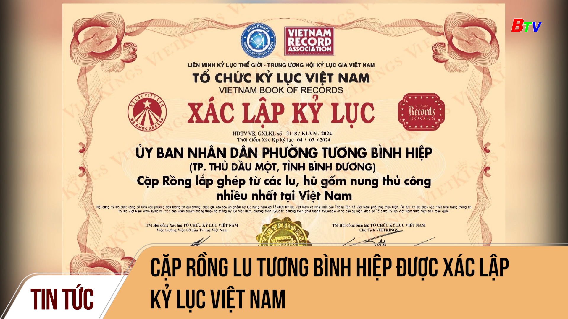 Cặp Rồng lu Tương Bình Hiệp được xác lập kỷ lục Việt Nam
