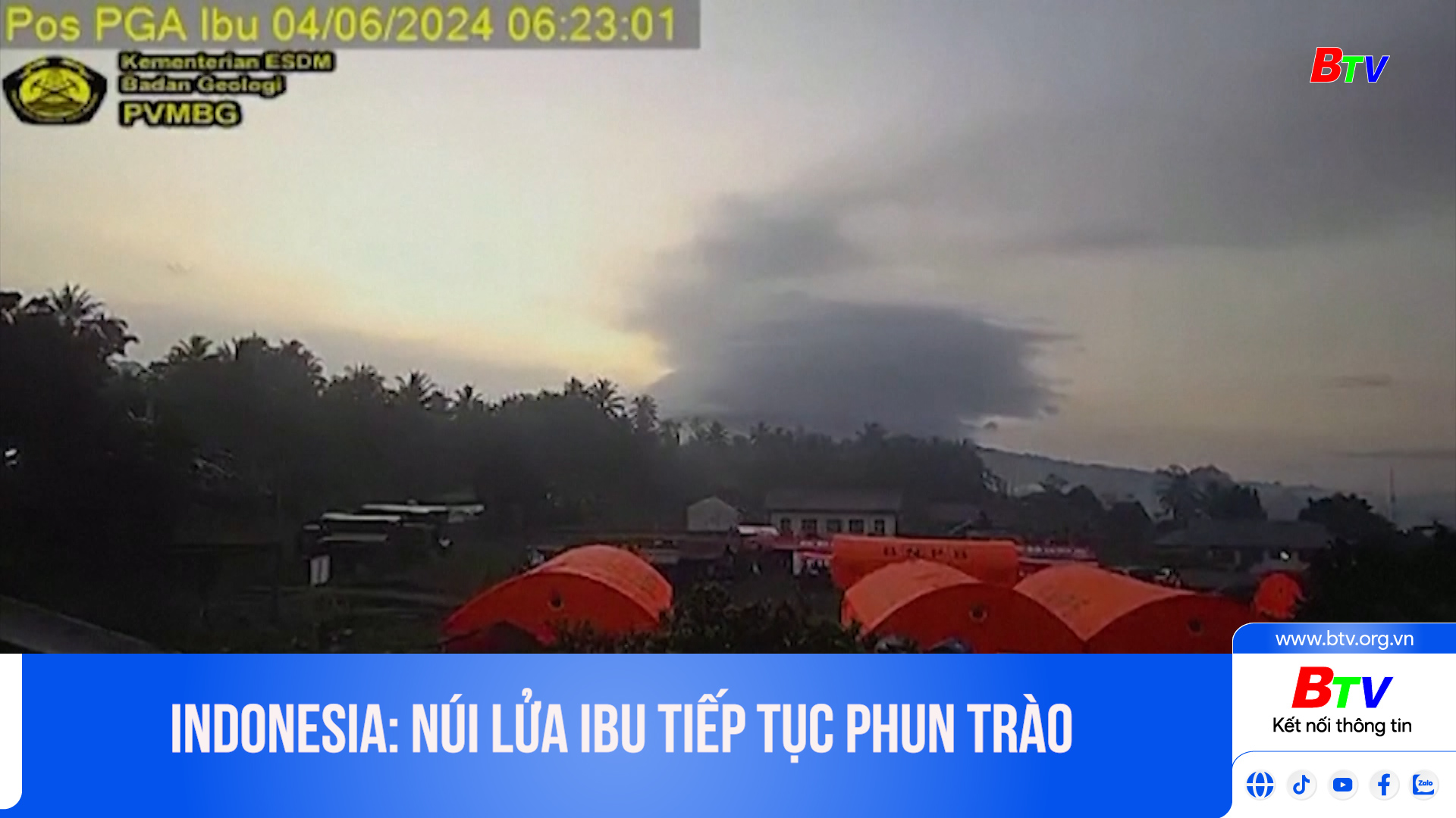 Indonesia: Núi lửa Ibu tiếp tục phun trào