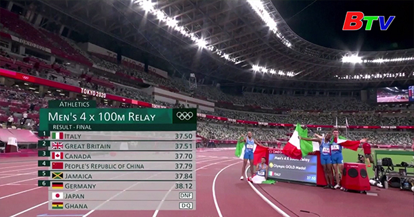 Jamaica và Italia giành huy chương vàng 4x100m