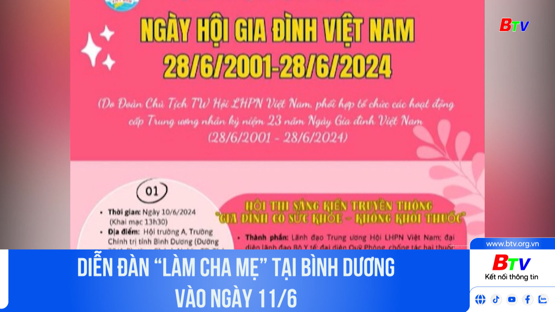 Diễn đàn “làm cha mẹ” tại Bình Dương vào ngày 11/6	