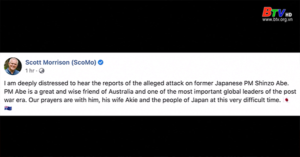 Lãnh đạo các nước bất ngờ và bàng hoàng về vụ tấn công cựu Thủ tướng Nhật Bản