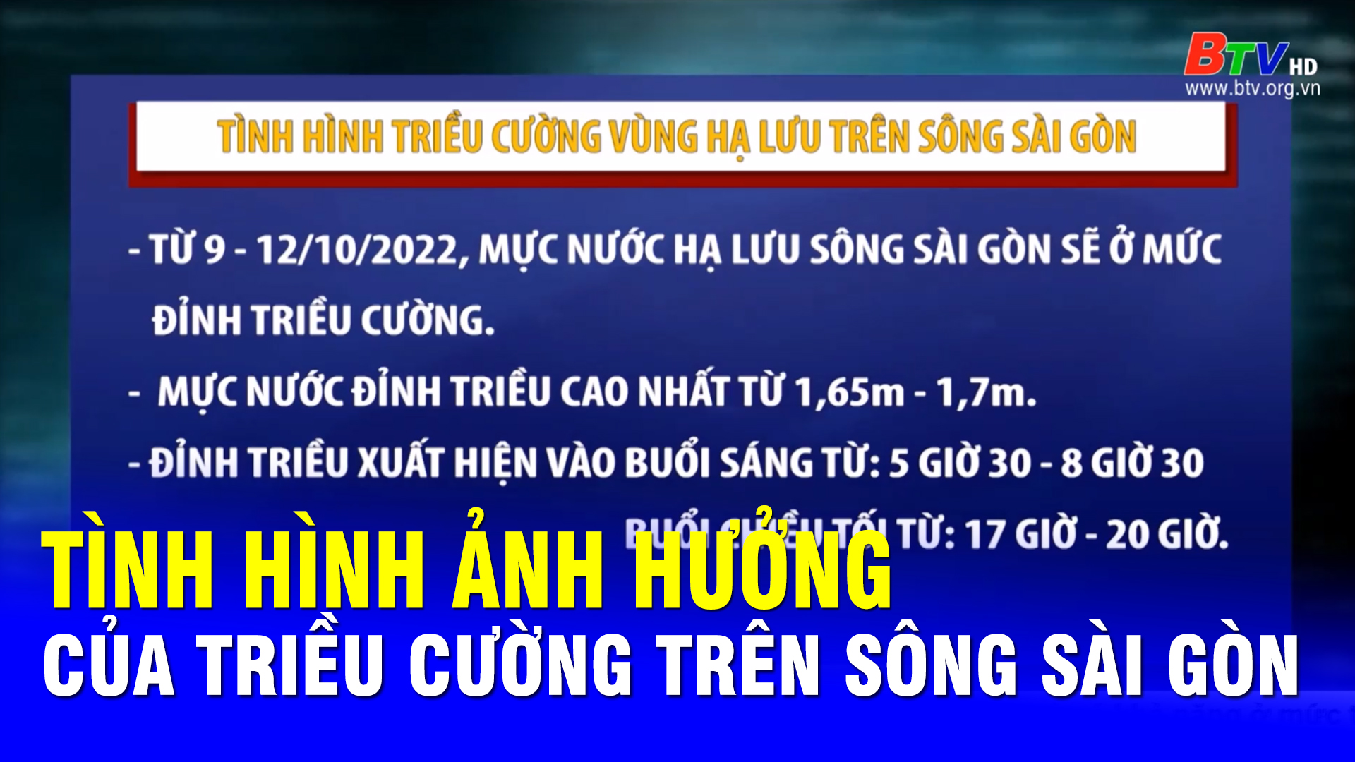 Tình hình ảnh hưởng của triều cường trên sông Sài Gòn