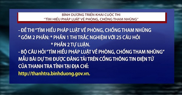 Bình Dương triển khai cuộc thi Tìm hiểu pháp luật về phòng, chống tham nhũng