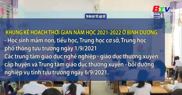 Khung kế hoạch thời gian năm học 2021-2022 ở Bình Dương