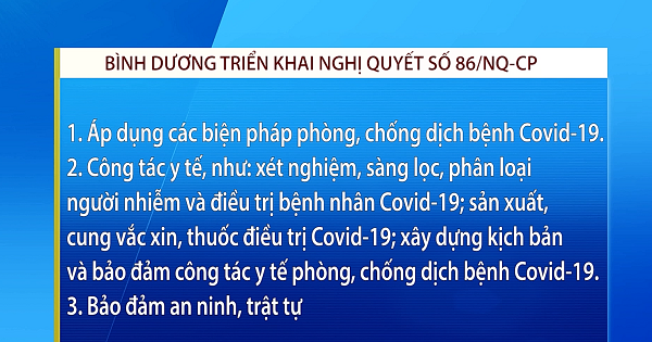 Bình Dương triển khai Nghị quyết số 86/NP-CP