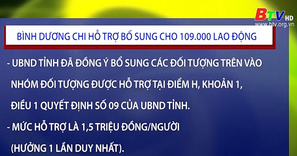 Bình Dương chi trả bổ sung cho 109.000 lao động