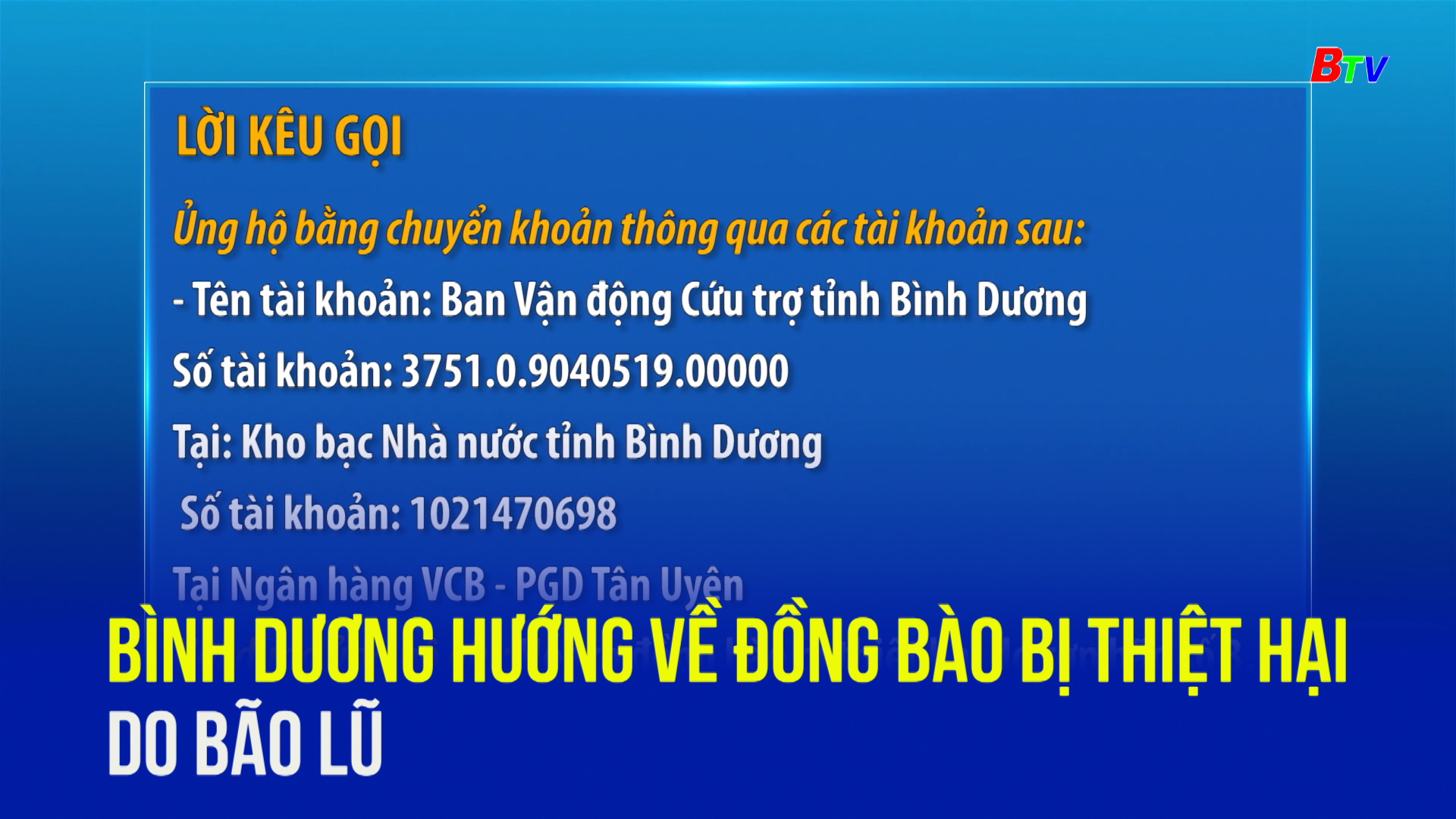 Bình Dương hướng về đồng bào bị thiệt hại do bão lũ