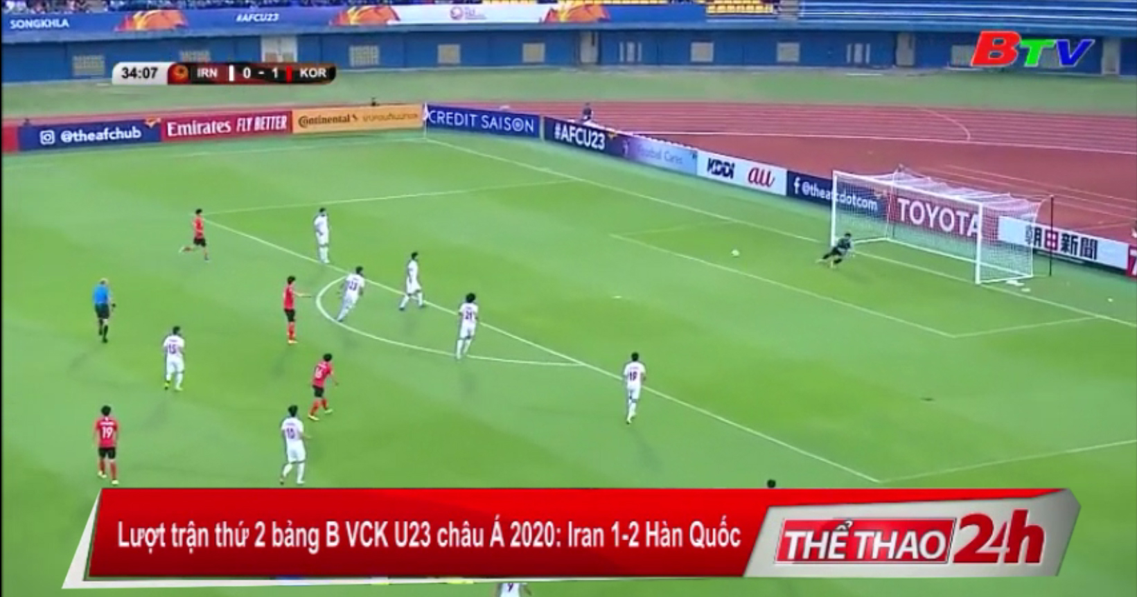 Lượt trận thứ 2 bảng B VCK U23 châu Á 2020 – Iran 1-2 Hàn Quốc