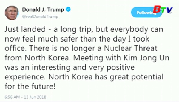 Trump khẳng định Triều Tiên không còn là mối lo hạt nhân