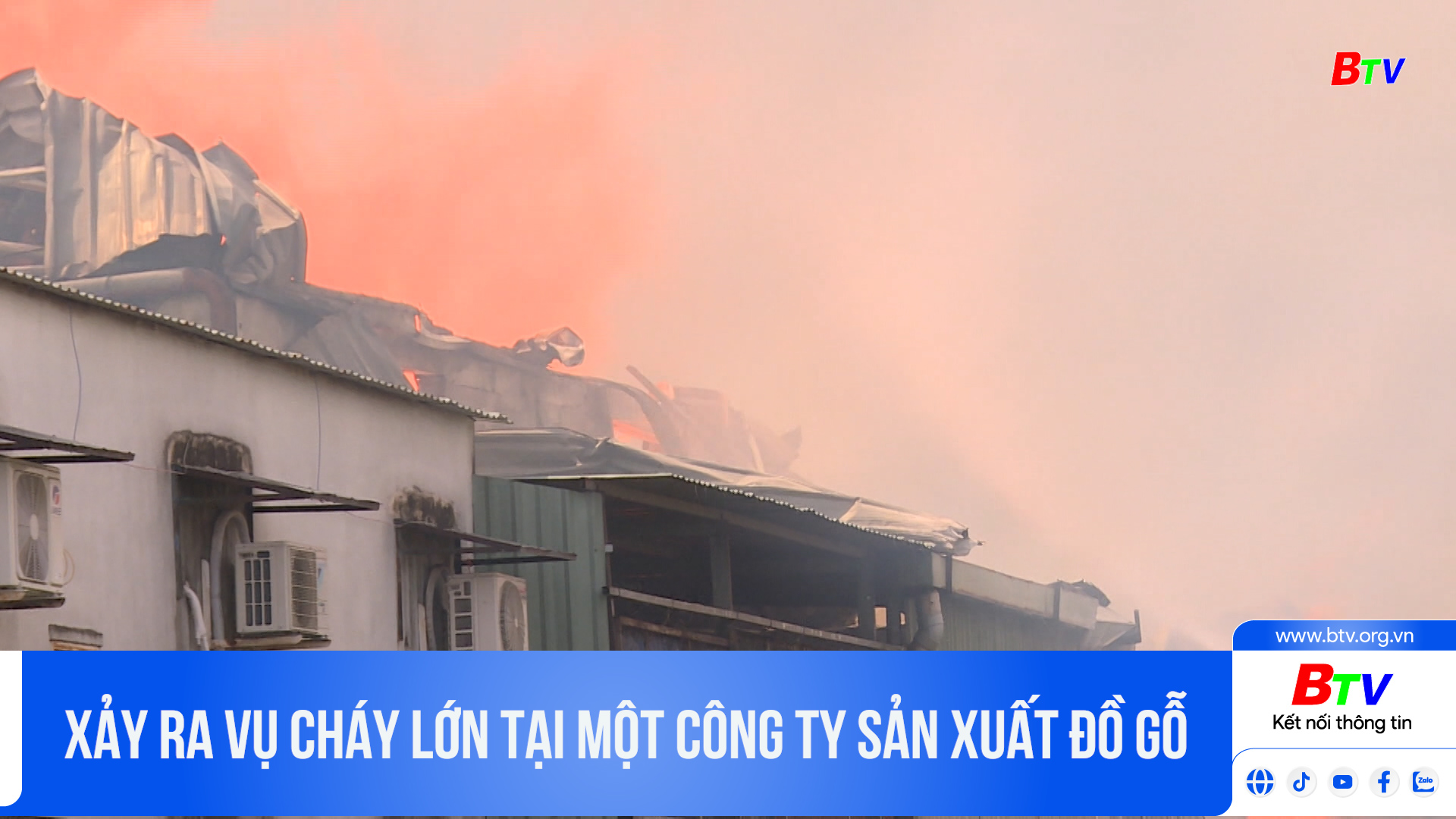 Xảy ra vụ cháy lớn tại một công ty sản xuất đồ gỗ