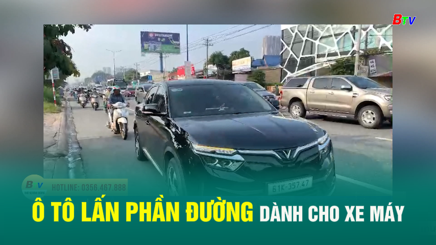 Ô tô lấn phần đường dành cho xe máy