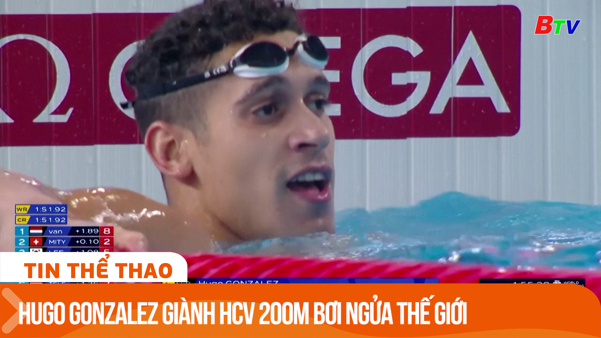 Hugo Gonzalez giành Huy chương vàng 200m bơi ngửa tại Giải vô địch bơi lội thế giới | Tin Thể thao 24h	
