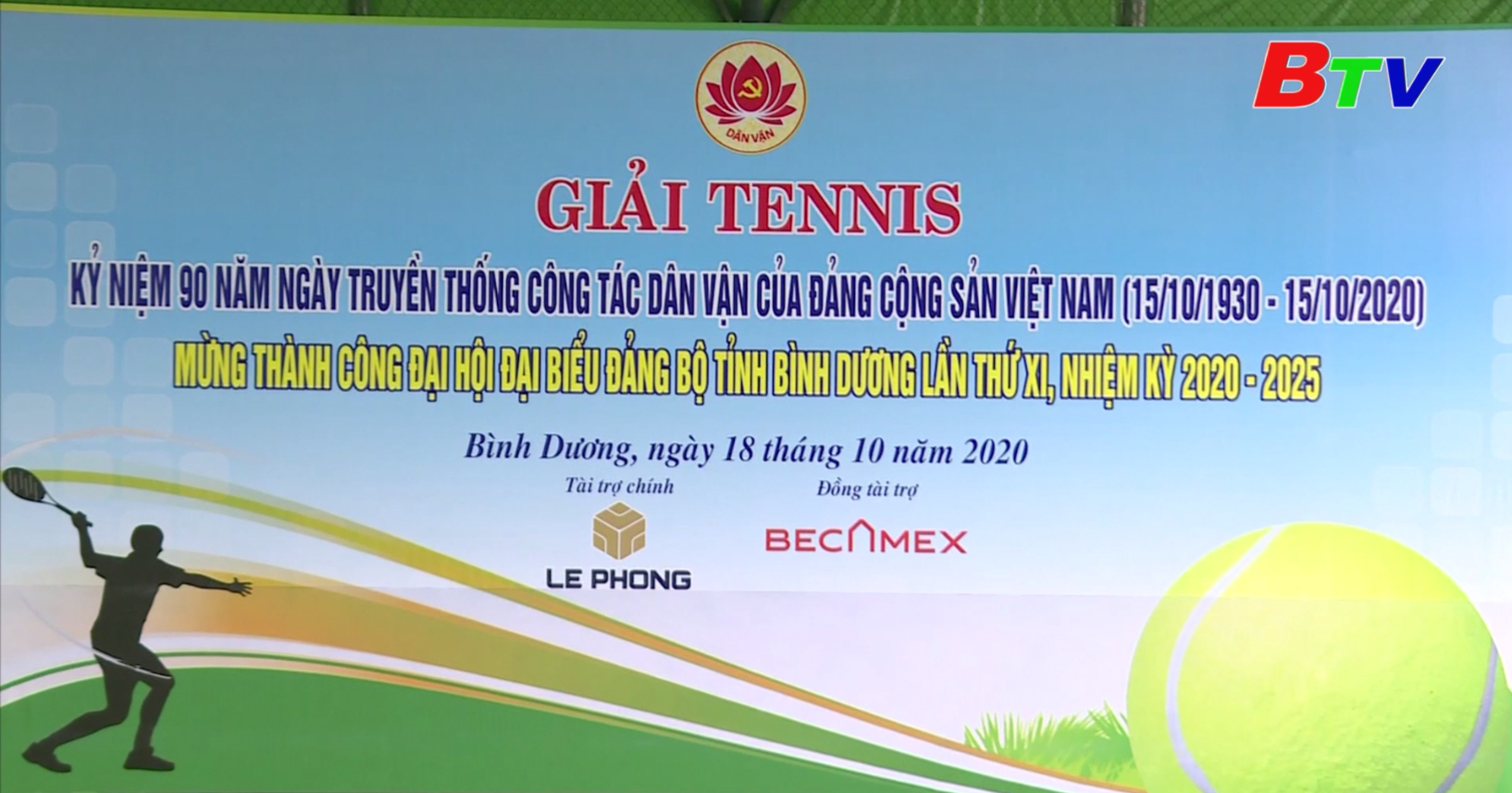 Khai mạc Giải tennis Ban Dân vận Tỉnh ủy Bình Dương 2020