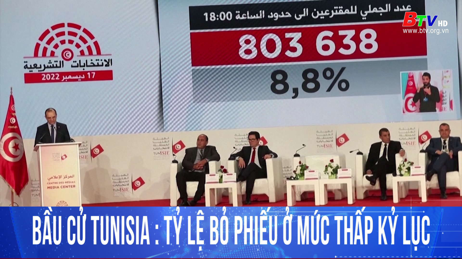 Bầu cử Tunisia: tỷ lệ bỏ phiếu ở mức thấp kỷ lục	