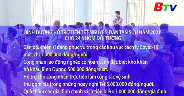 Bình Dương hỗ trợ tiền Tết Nguyên Đán Tân Sửu năm 2021