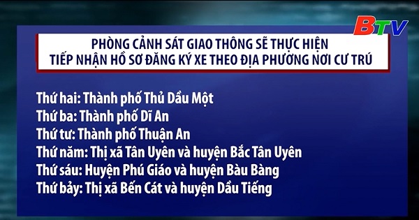 Phòng cảnh sát giao thông, công an tỉnh Bình Dương tiếp nhận hồ sơ đăng ký xe