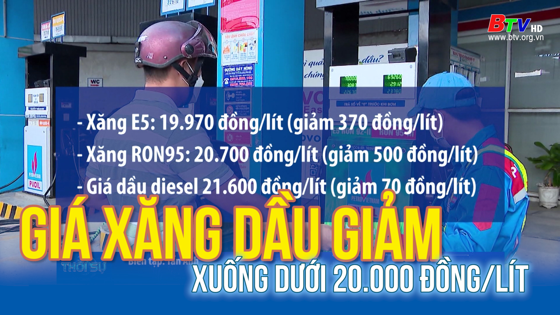 Giá xăng dầu giảm xuống dưới 20.000 đồng/lít 