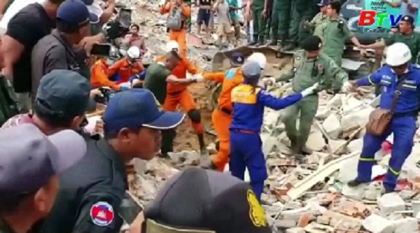 Đã có 18 người chết ở công trình bị sập ở Campuchia