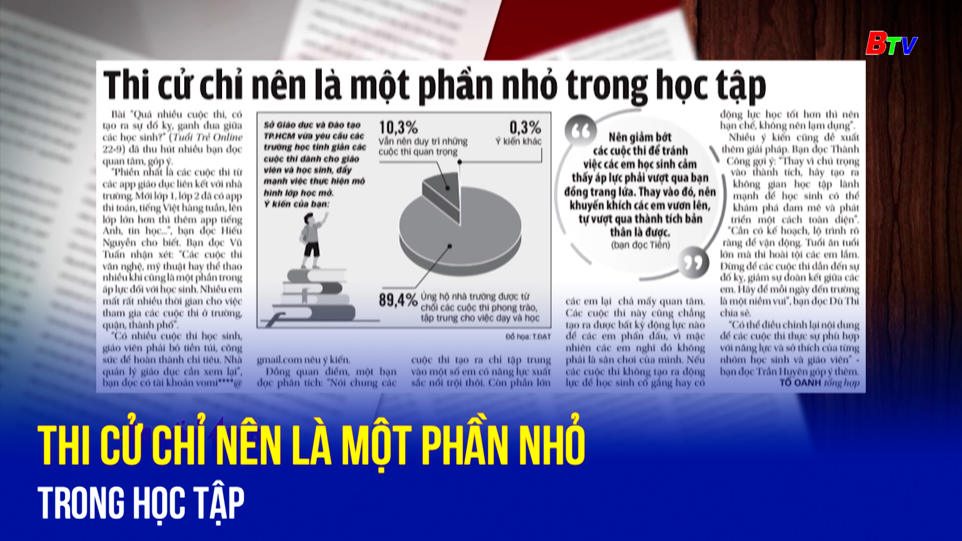 Thi cử chỉ nên là một phần nhỏ trong học tập