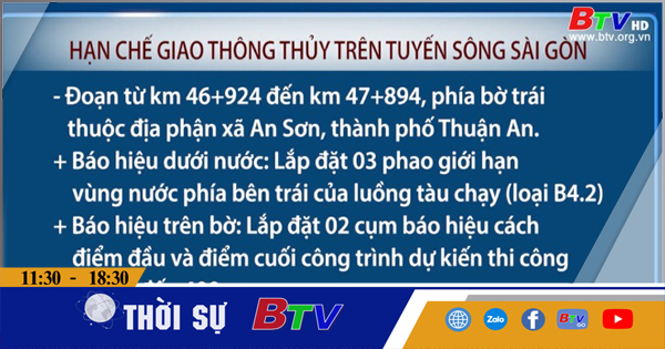 Hạn chế giao thông thủy trên tuyến sông Sài Gòn