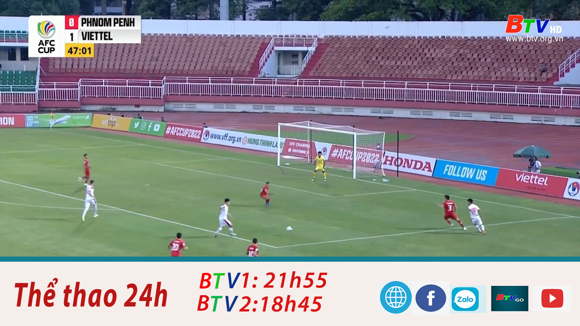 Lượt trận thứ hai Bảng I – AFC Cup 2022: Viettel 1-0 Phnom Penh Crown FC