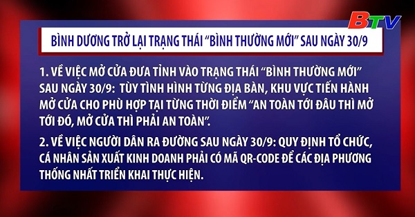 Bình Dương trở lại trạng thái bình thường mới sau ngày 30/09