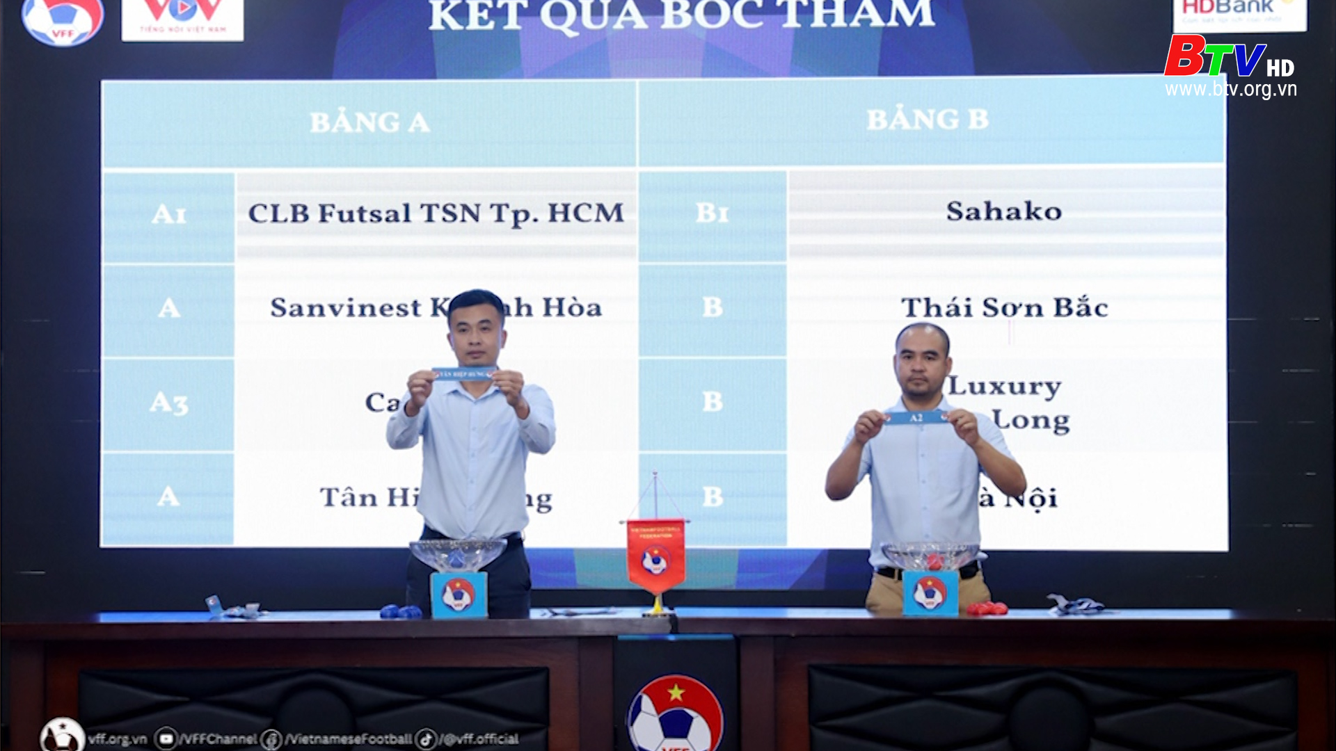 Kết quả bốc thăm giải Futsal HDBank Cúp quốc gia 2023
