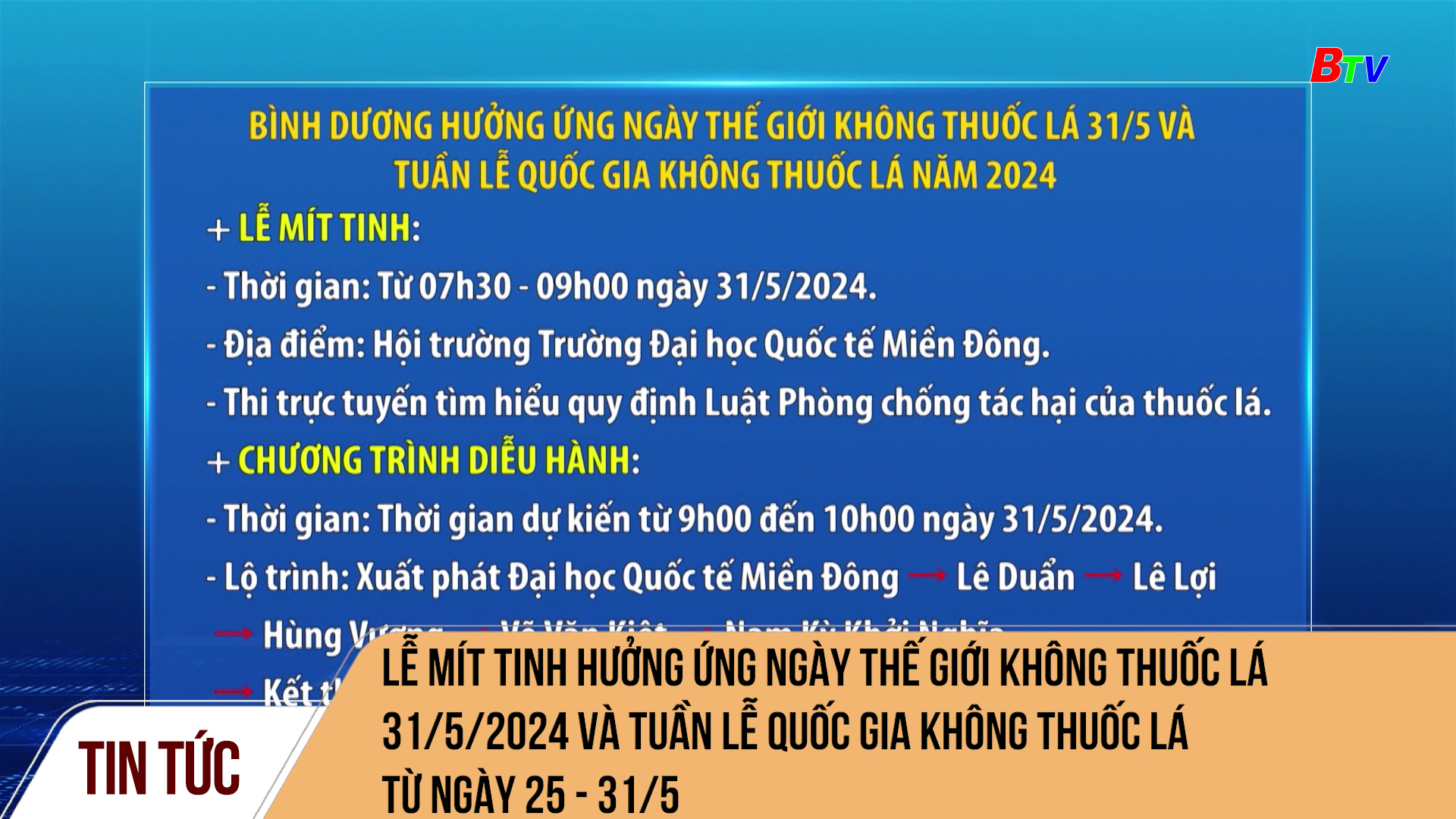 Lễ mít tinh hưởng ứng Ngày Thế giới không thuốc lá 31/5/2024 và Tuần lễ Quốc gia không thuốc lá từ ngày 25 - 31/5