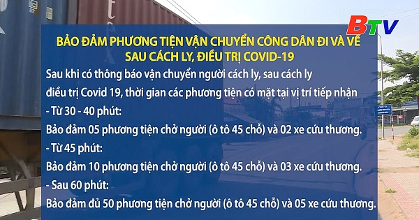 Đảm bảo phương tiện vận chuyển công dân đi và về sau khi cách ly, điều trị COVID-19