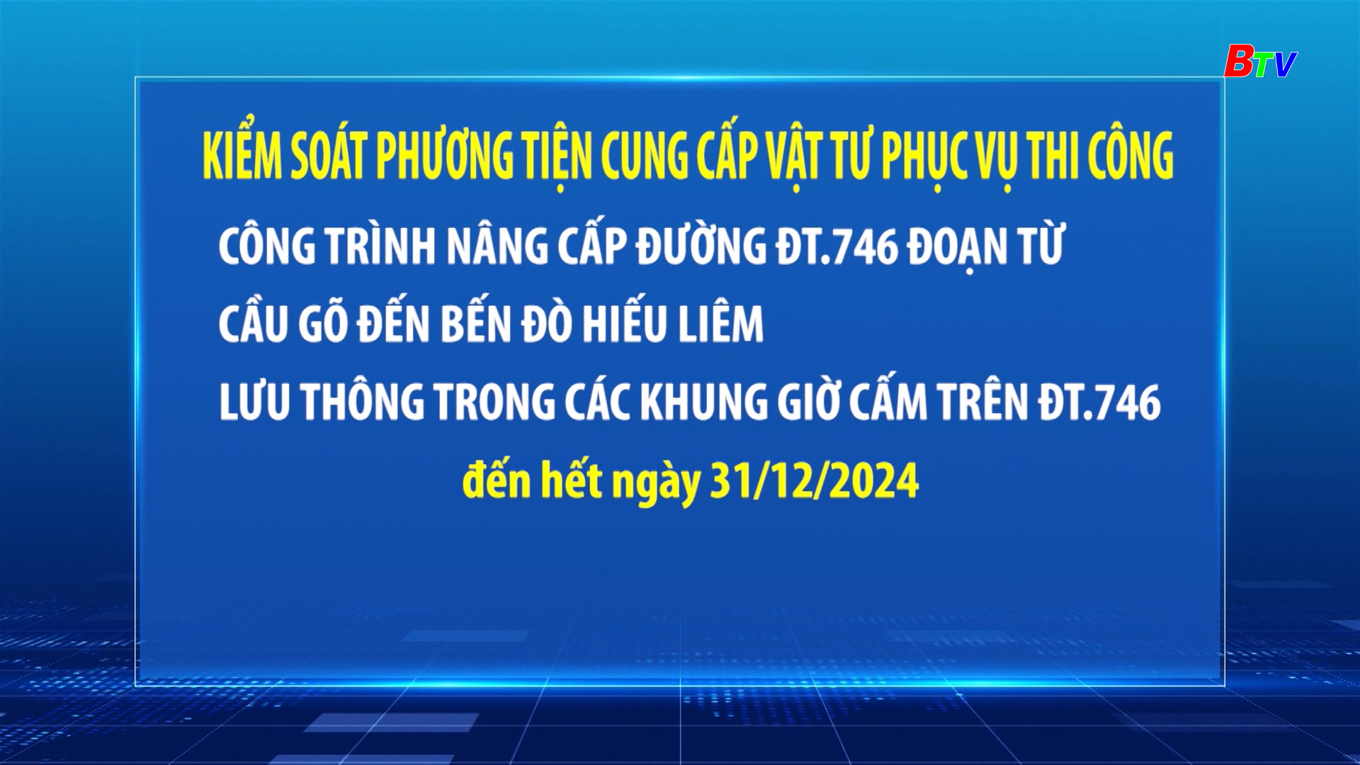 Điều chỉnh phân luồng giao thông trên đường ĐT.746