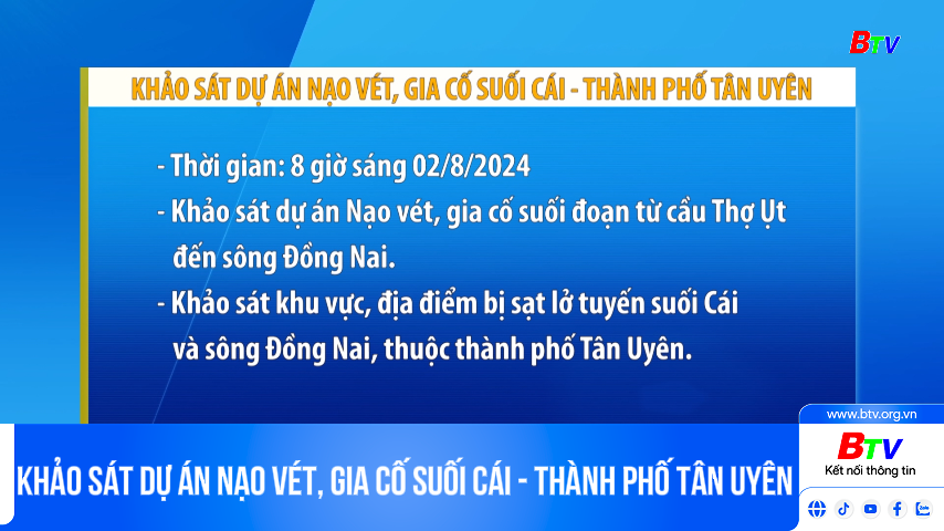 Khảo sát dự án nạo vét, gia cố suối Cái - thành phố Tân Uyên