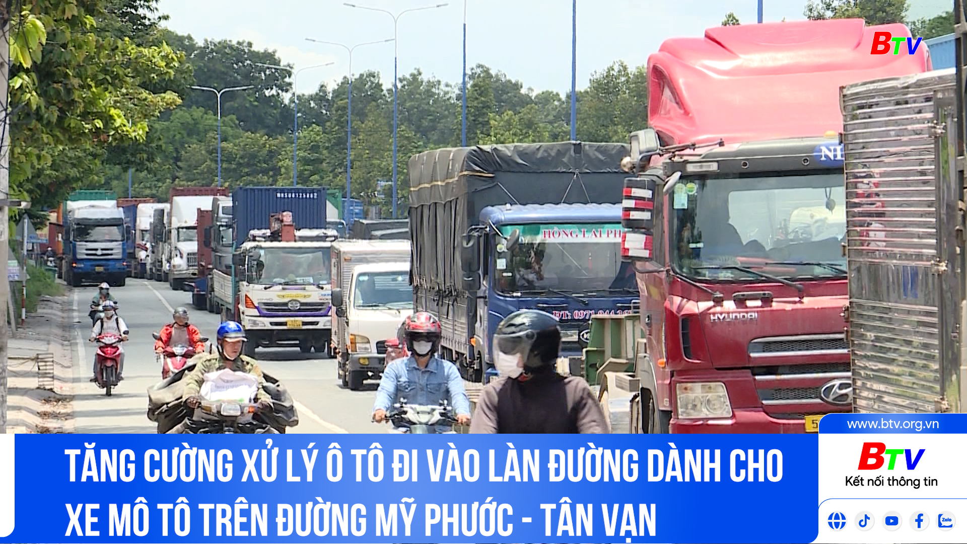 Tăng cường xử lý ô tô đi vào làn đường dành cho xe mô tô trên đường Mỹ Phước - Tân Vạn