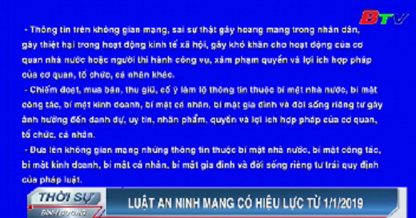 Luật An ninh mạng có hiệu lực từ ngày 01/01/2019