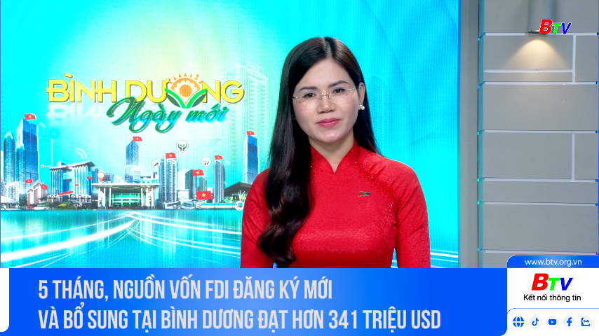 5 tháng, nguồn vốn FDI đăng ký mới và bổ sung tại Bình Dương đạt hơn 341 triệu USD