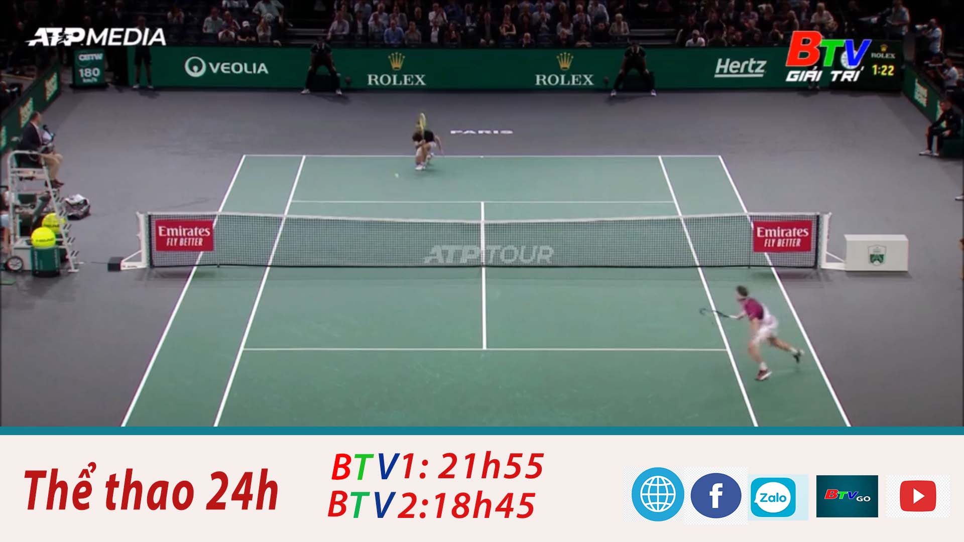 Kết quả vòng 2 giải quần vợt Paris Masters 2022