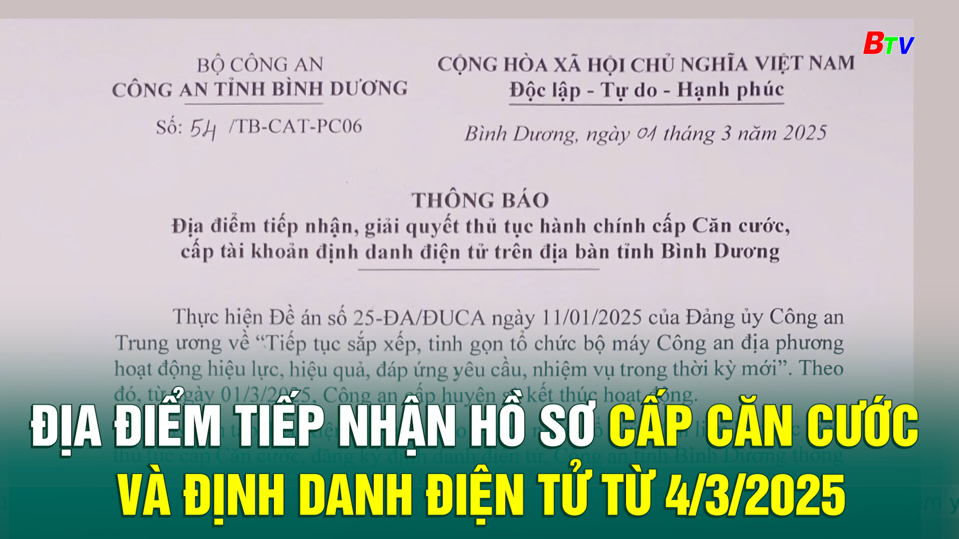 Địa điểm tiếp nhận hồ sơ cấp căn cước và định danh điện tử từ 4/3/2025