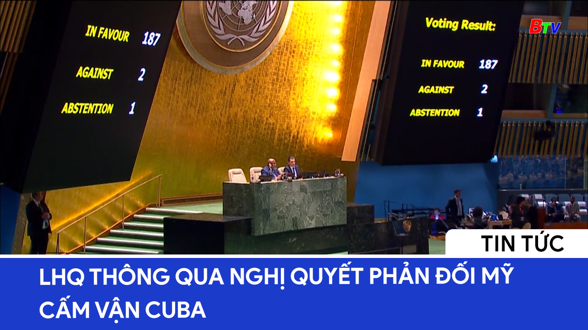 LHQ thông qua nghị quyết phản đối Mỹ cấm vận Cuba