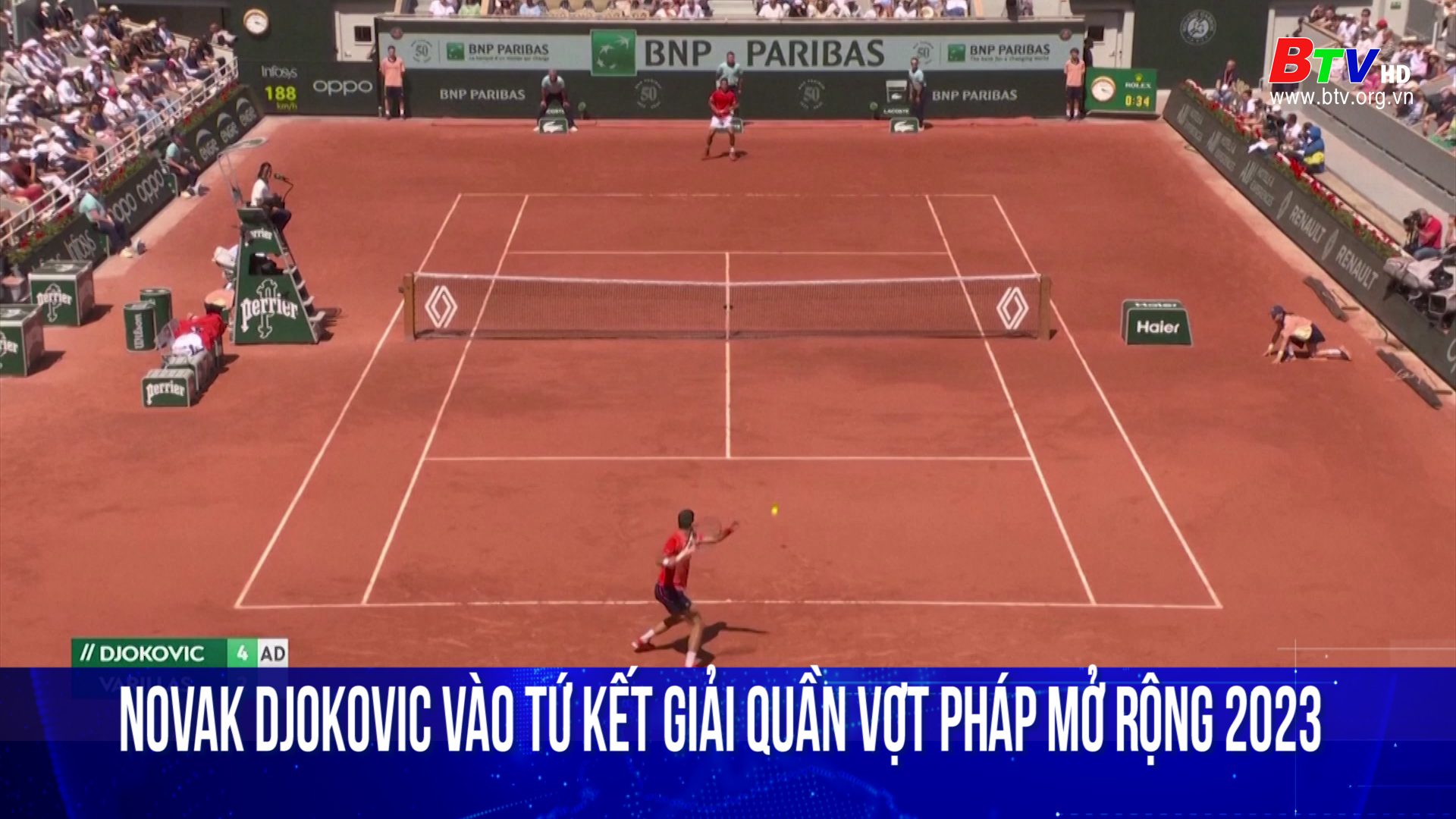 Novak Djokovic vào tứ kết Giải Quần vợt Pháp mở rộng 2023