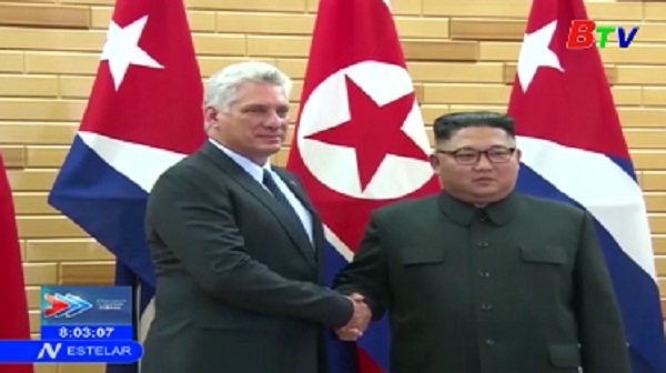 Chủ tịch Cuba Diaz-Canel gặp nhà lãnh đạo Triều Tiên Kim Jong Un