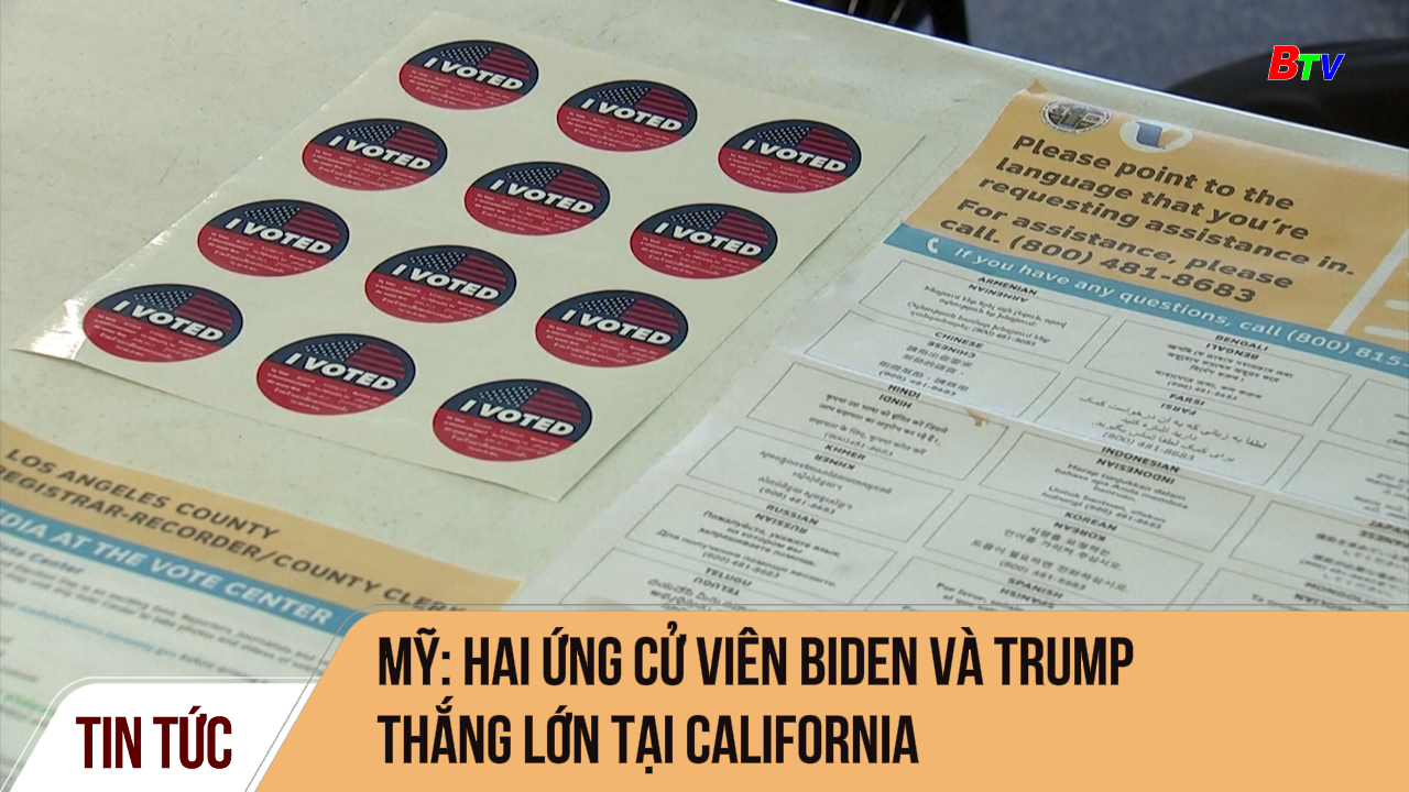 Mỹ: hai ứng cử viên Biden và Trump thắng lớn tại California