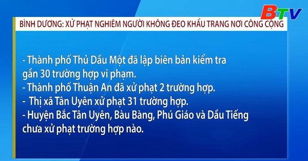 Bình Dương xử phạt nghiêm người không đeo khẩu trang