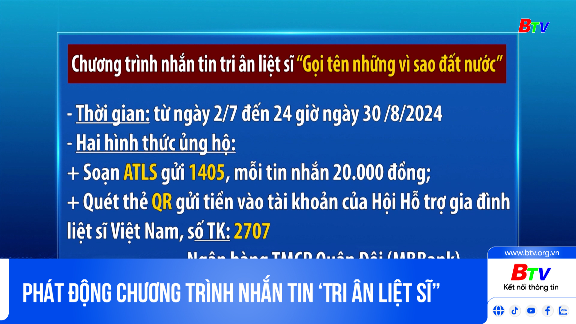 Phát động Chương trình nhắn tin ‘Tri ân liệt sĩ”