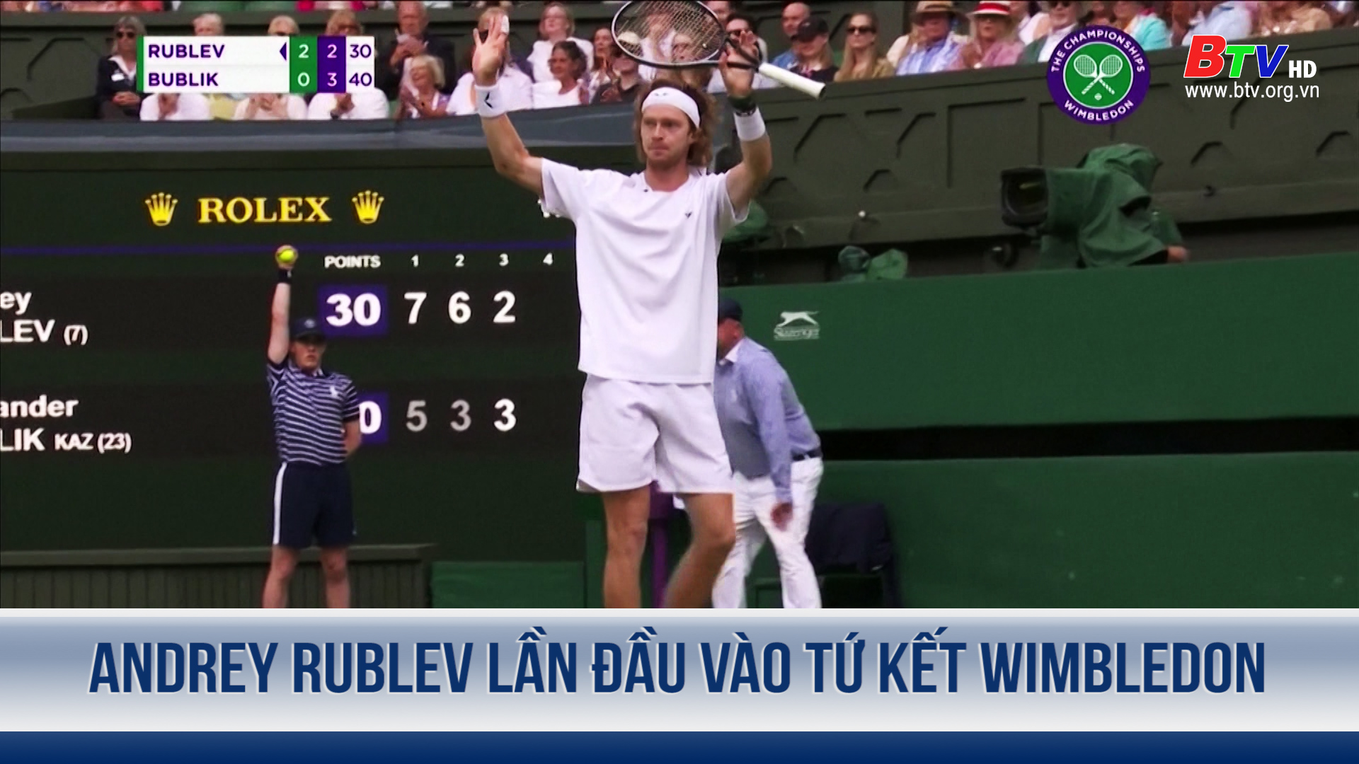 Andrey Rublev lần đầu vào tứ kết Wimbledon 