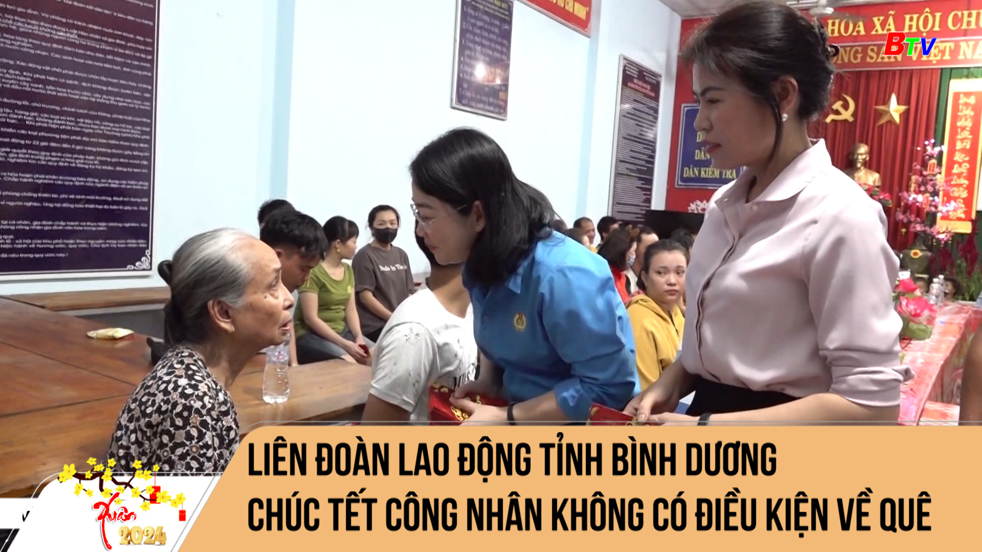 Liên đoàn lao động tỉnh Bình Dương chúc Tết công nhân không có điều kiện về quê