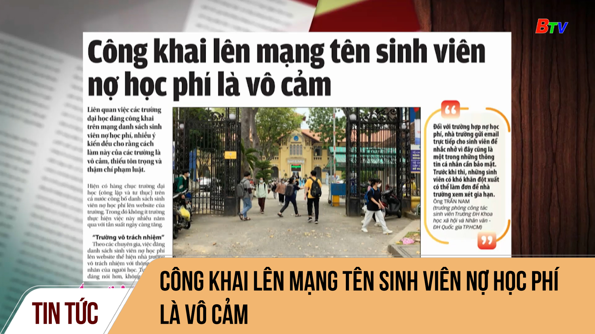 Công khai lên mạng tên sinh viên nợ học phí là vô cảm