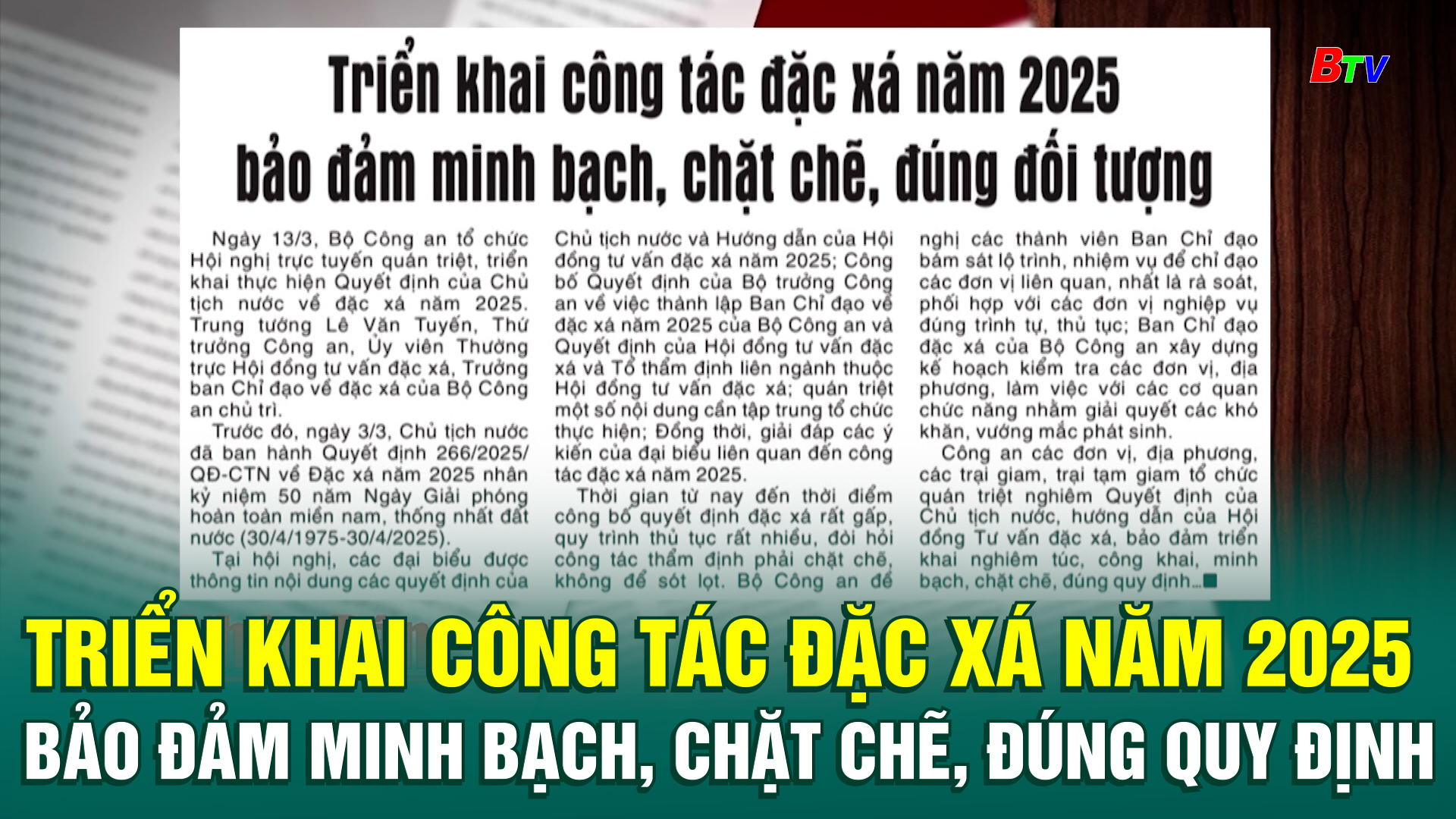 Triển khai công tác đặc xá năm 2025 bảo đảm minh bạch, chặt chẽ, đúng quy định